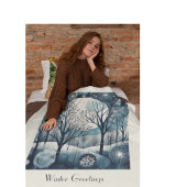 Moonlit Nordic Forest, aanpasbaar Fleece Deken