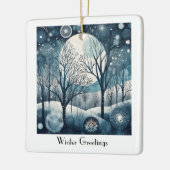 Moonlit Nordic Forest, aanpasbaar Keramisch Ornament (Links)