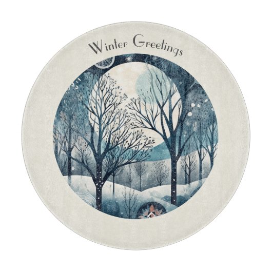 Moonlit Nordic Forest, aanpasbaar Snijplank (Voorkant)