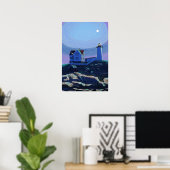 Moonlit Noubble Lighthouse Standard Premium Canvas Poster (Thuiskantoor)