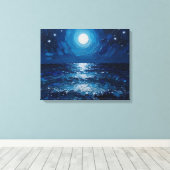 Moonlit Ocean Night Wrapped Canvas | kustzeeën Afdruk (Insitu (Houten vloer))