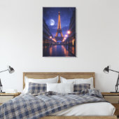 Moonlit Paris – Romantic Eiffel Tower Night Canvas Afdruk (Insitu (Slaapkamer))
