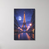Moonlit Paris – Romantic Eiffel Tower Night Canvas Afdruk (Voorkant)