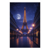 Moonlit Paris – Romantic Eiffel Tower Night Poster (Devant)