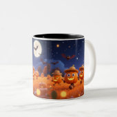 Moonlit Pumpkin Parade Tweekleurige Koffiemok (Voorkant rechts)