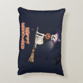 Moonlit Pup – Halloween Dog in Witch Hat Accent Kussen (Achterkant (Verticaal))