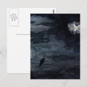 Moonlit Raven - Full Moon Art Briefkaart (Voorkant / Achterkant)
