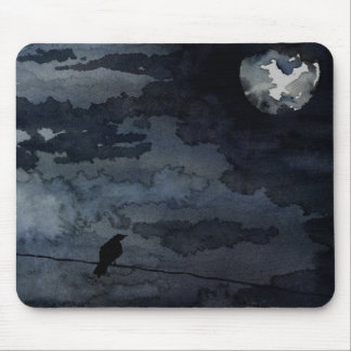 Moonlit Raven - Full Moon Art Muismat