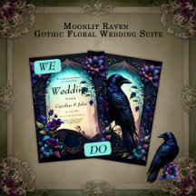Moonlit Raven | Gotische bloemige trouwset.