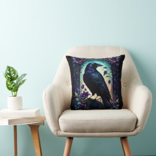Moonlit Raven Gotische bloemige trouwset. Kussen