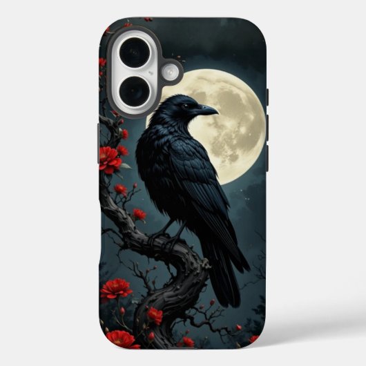 Moonlit Raven iPhone 16 Coque (Verso)