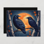 Moonlit Ravens op berkenbomen Informatiekaartje (Voorkant / Achterkant)