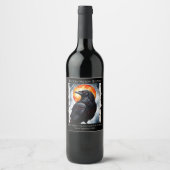 Moonlit Ravens op berkenbomen Wijn Etiket (Voorkant)
