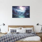 Moonlit River Fantasie: rustige zen landschap Canvas Afdruk (Insitu (Slaapkamer))