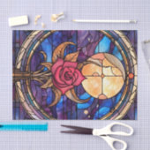 Moonlit Roos Glas in lood Decoupage Papier (Craft)