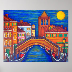 Moonlit San Barnaba, Venetië van Lisa Lorenz Poster