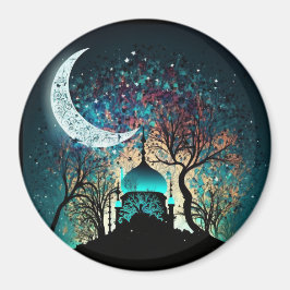 Moonlit Sanctuary Islamic Masjid Fridge Magnet Magneet