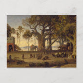 Moonlit Scene of Indian Figures and Elephants amon Briefkaart (Voorkant)