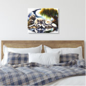 Moonlit Serenity Een Slumberende Wolf 20x16 Canvas Afdruk (Insitu (Slaapkamer))