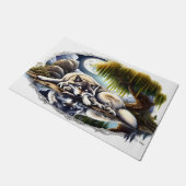 Moonlit Serenity Een Slumberende Wolf 36x24 Deurmat (Schuin)