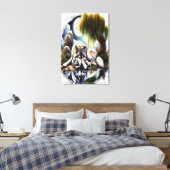 Moonlit Serenity Een Slumbering Wolf24x36 Canvas Afdruk (Insitu (Slaapkamer))