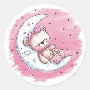 Moonlit Snuggles: het Dream Girl-Baby shower van e Ronde Sticker