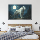 Moonlit Sovereign White Tiger | ManJiangHong Fine Canvas Afdruk (Insitu (Slaapkamer))