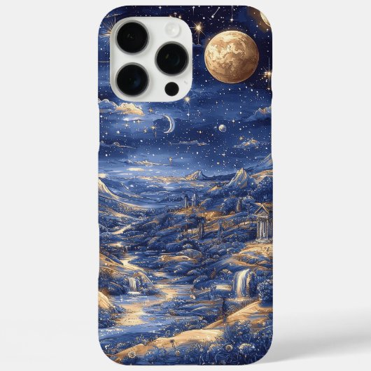 Moonlit Starry Dreamland Mythical Blue Design Case-Mate iPhone Case (Achterkant)