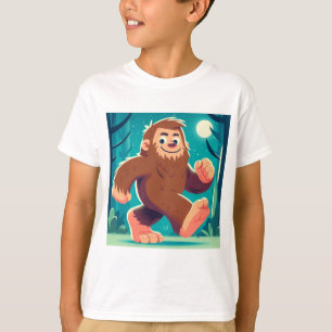 Moonlit Stroll: De gelukkige Bigfoot T-shirt