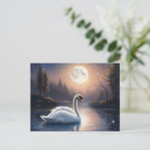 Moonlit Swan Briefkaart (Staand voorkant)