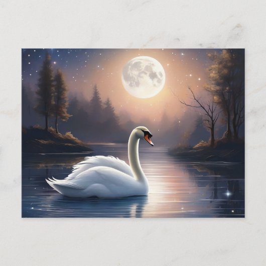 Moonlit Swan Briefkaart (Voorkant)