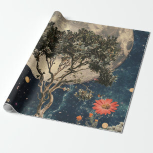 Moonlit Tree & Blossoms Cadeaupapier