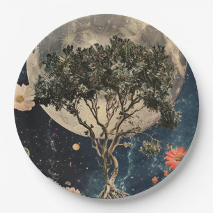 Moonlit Tree & Blossoms Papieren Bordje