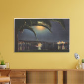 Moonlit Uitzicht van de Baai van Newport Canvas Afdruk (Insitu (Woonkamer))