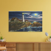 Moonlit Uitzicht van de hoofdvuurtoren van Portlan Canvas Afdruk (Insitu (Woonkamer))