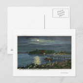 Moonlit Uitzicht van het meer, Boat Landing & the Briefkaart (Voorkant / Achterkant)