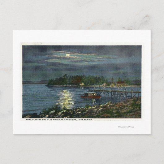 Moonlit Uitzicht van het meer, Boat Landing & the Briefkaart (Voorkant)