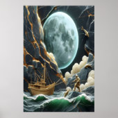 Moonlit Vist onder de klif Poster (Voorkant)