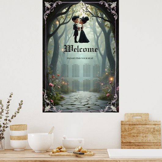 Moonlit Vows – A Cute Gothic Wedding Moment. Poster (Keuken)
