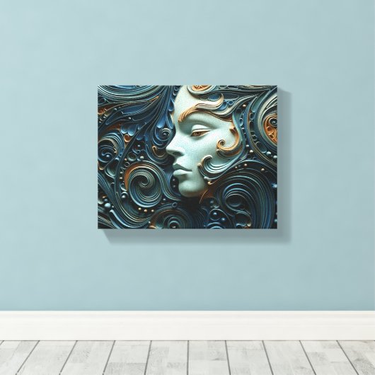 Moonlit Vrouw 3D Kunst Canvas Afdruk (Insitu (Houten vloer))