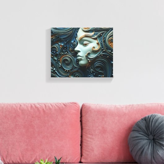 Moonlit Vrouw 3D Kunst Canvas Afdruk (Insitu (Woonkamer))