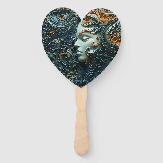 Moonlit Vrouw 3D Kunst Handwaaier (Voorkant)