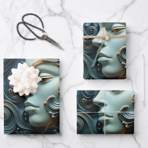 Moonlit Vrouw 3D Kunst Inpakpapier Vel
