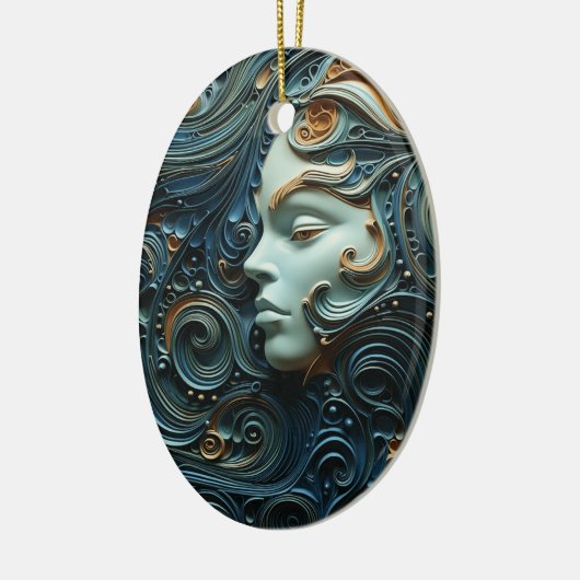 Moonlit Vrouw 3D Kunst Keramisch Ornament (Links)
