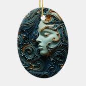 Moonlit Vrouw 3D Kunst Keramisch Ornament (Achterkant)