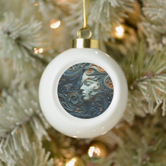 Moonlit Vrouw 3D Kunst Keramische Bal Ornament (Boom)
