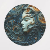 Moonlit Vrouw 3D Kunst Labels (Design 1)