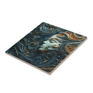 Moonlit Vrouw 3D Kunst Tegeltje