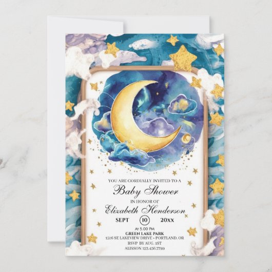 Moonlit Whimsical Celestial Baby shower Kaart (Voorkant)