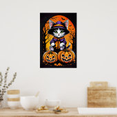 Moonlit Whiskers, Schattig Kat Poster (Keuken)